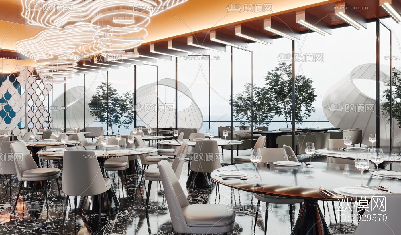 现代西餐厅效果图下载（渲染图15）