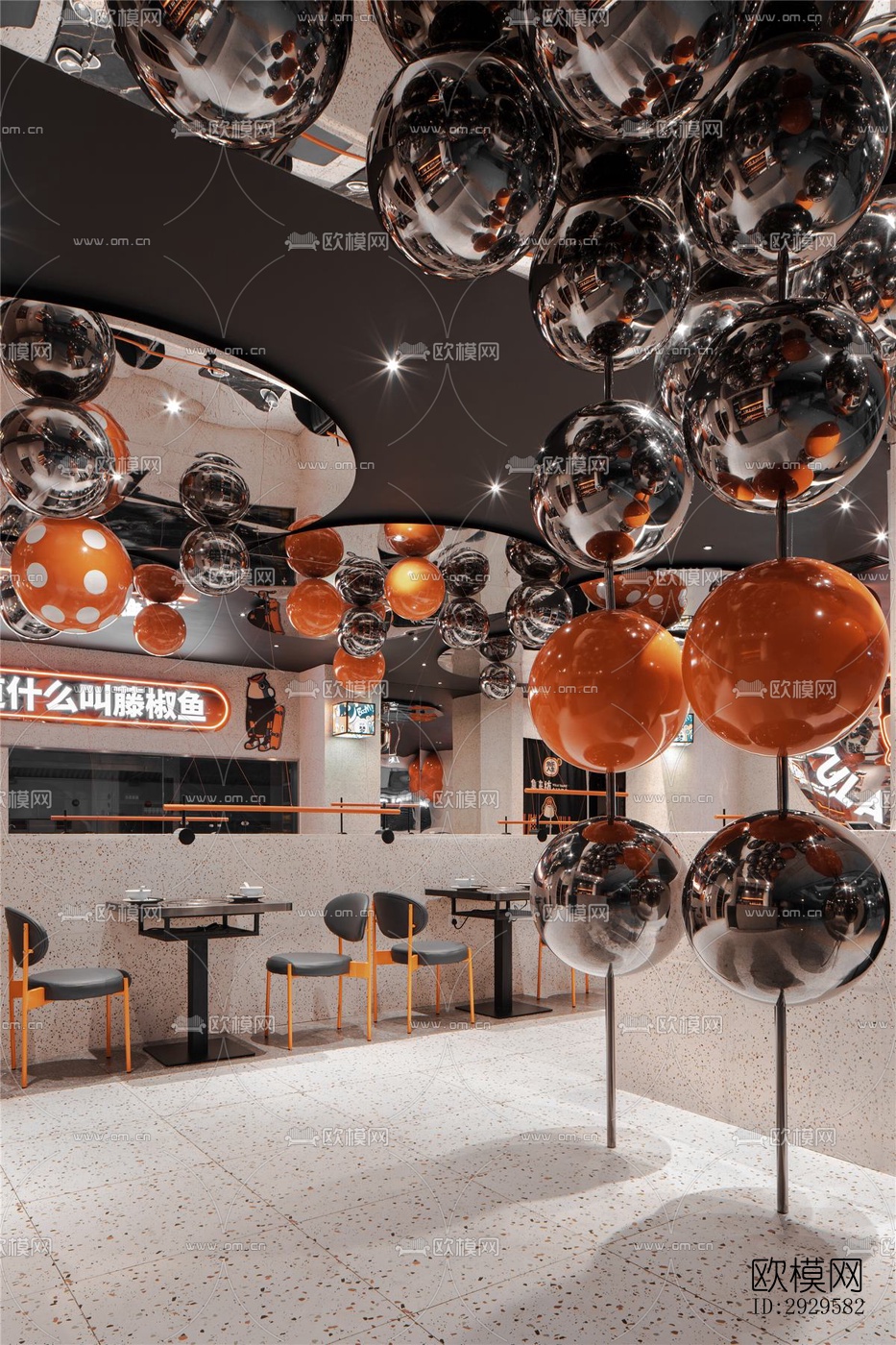 高级灰西餐厅效果图下载（渲染图13）