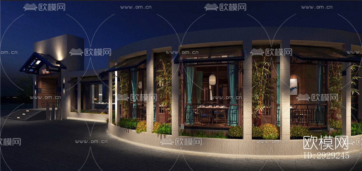 中式中餐厅效果图下载（渲染图12）