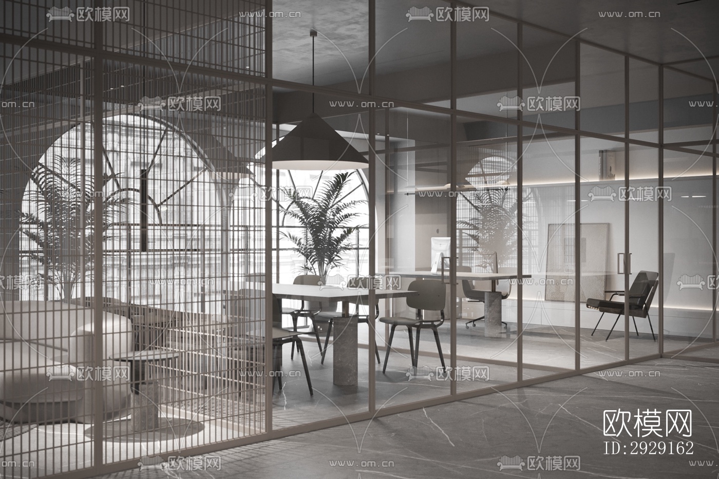 现代办公区效果图下载（渲染图5）