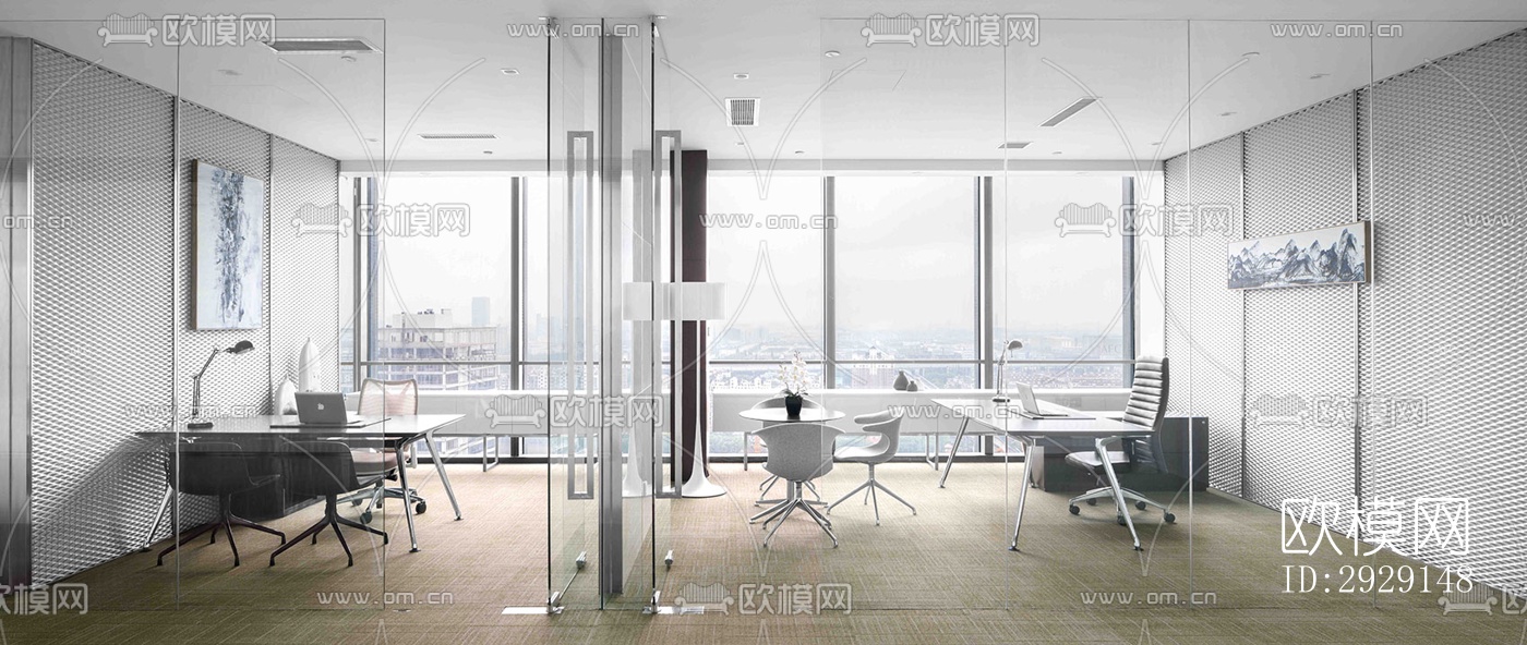 现代办公区效果图下载（渲染图10）