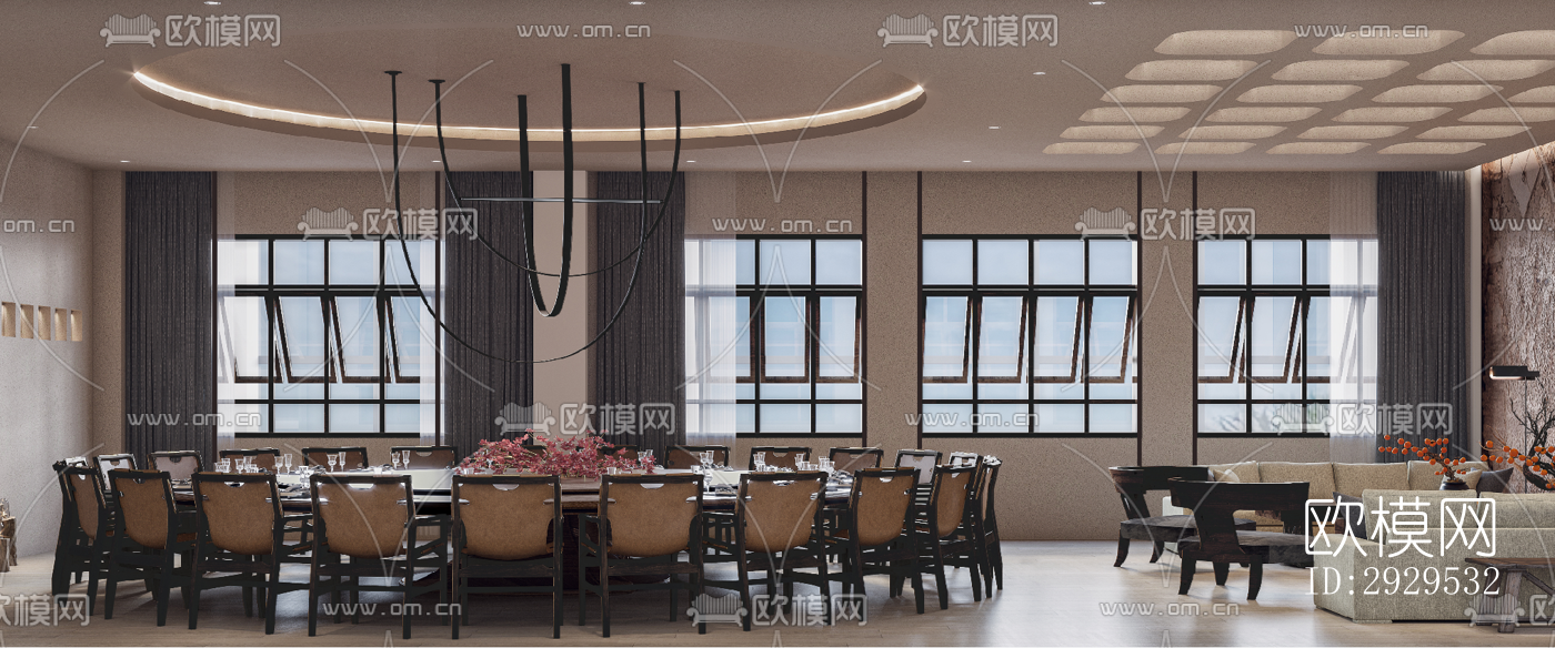 侘寂西餐厅效果图下载（渲染图2）