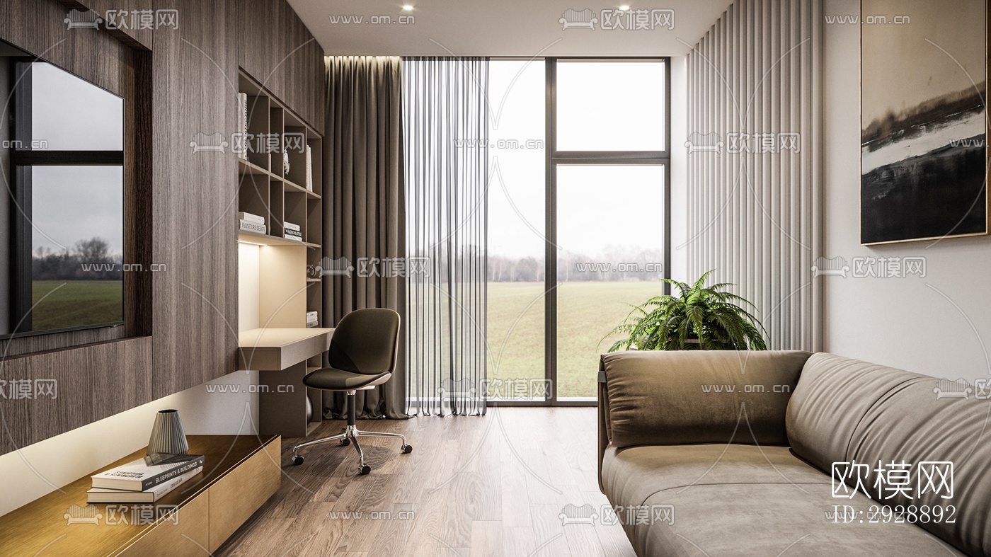 现代平层效果图下载（渲染图6）