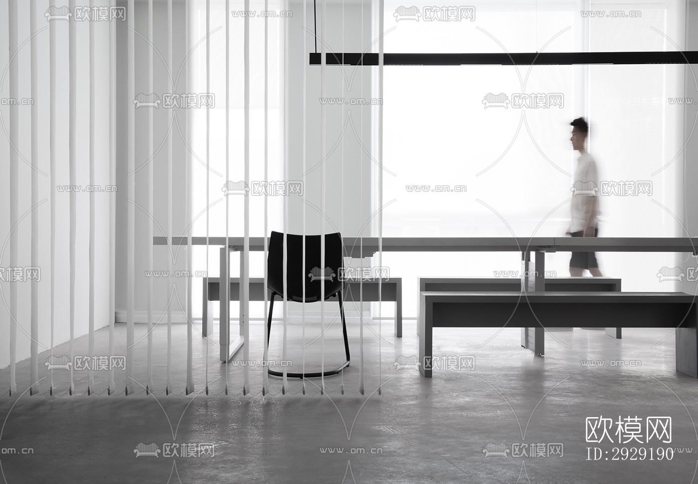 高级灰办公区效果图下载（渲染图2）