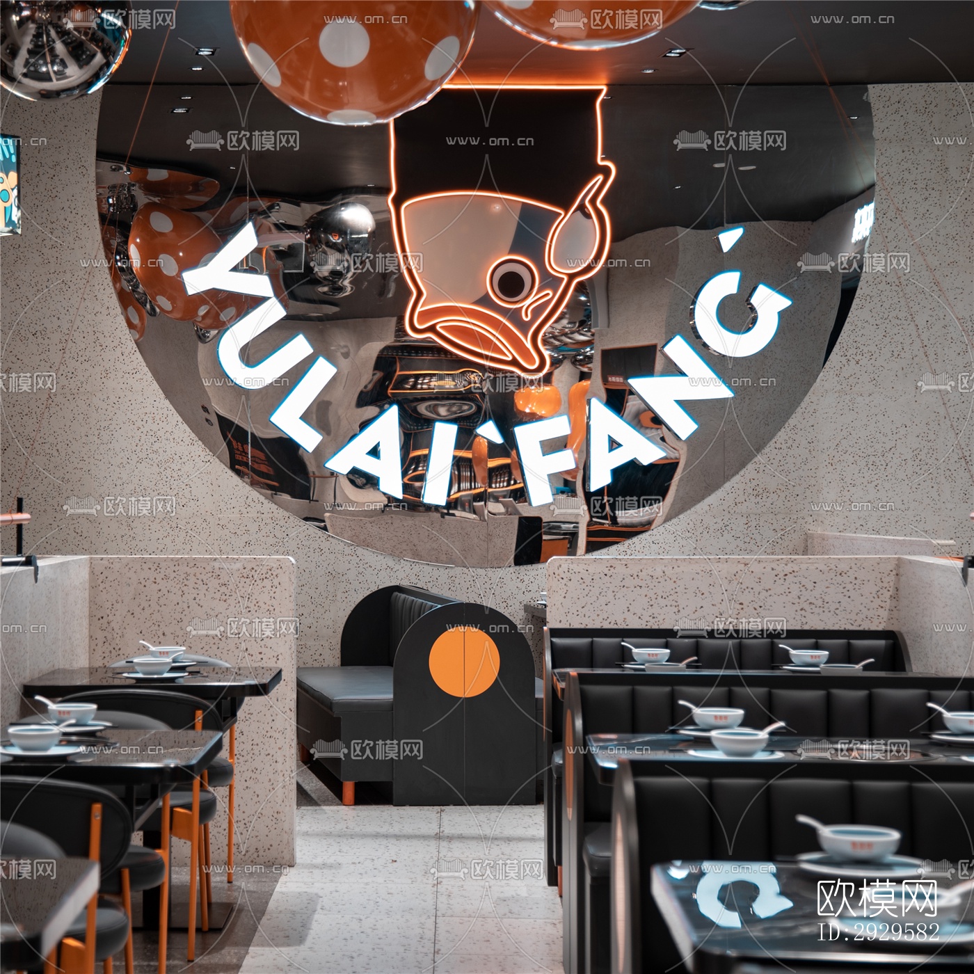 高级灰西餐厅效果图下载（渲染图5）