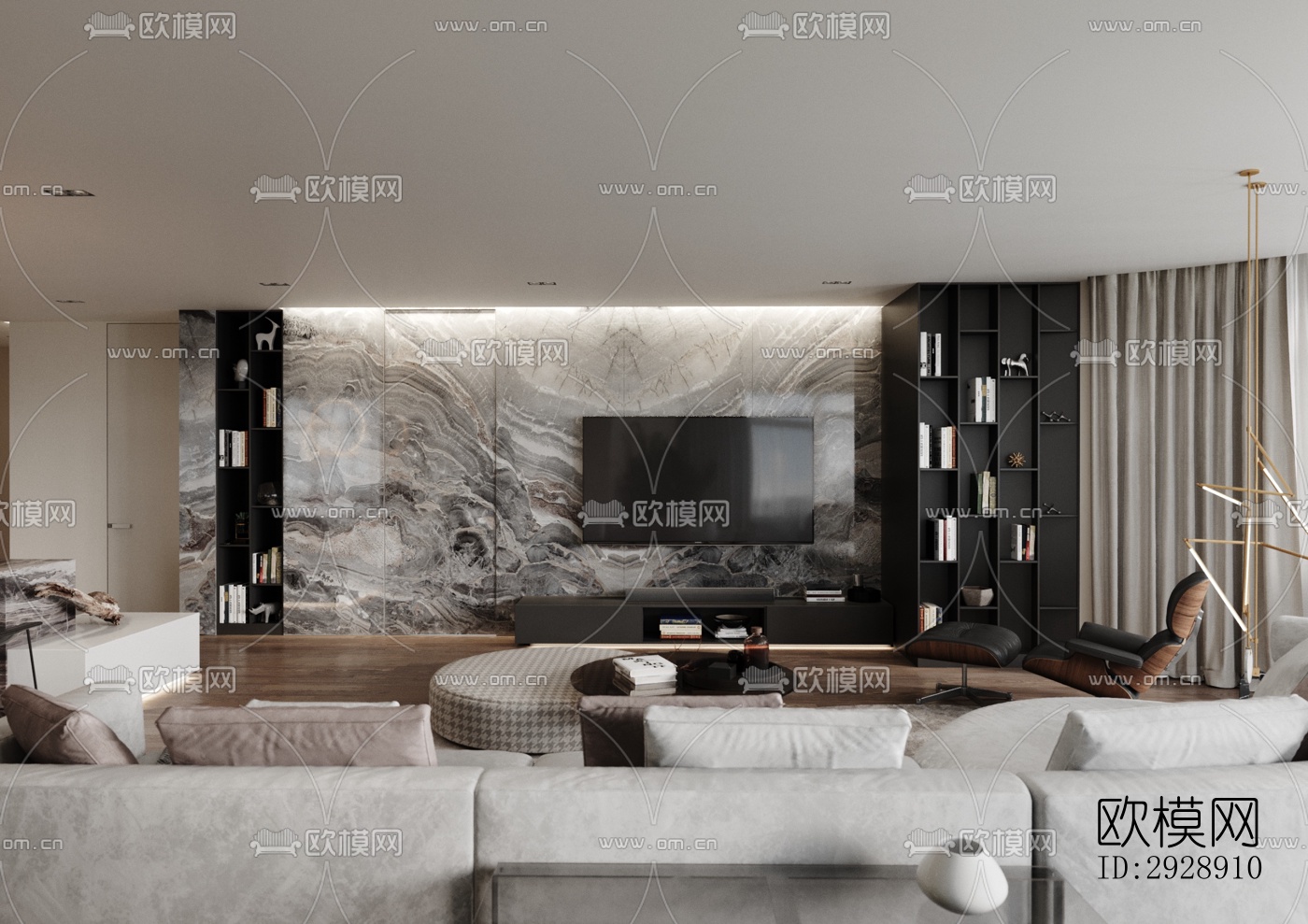 现代平层效果图下载（渲染图9）