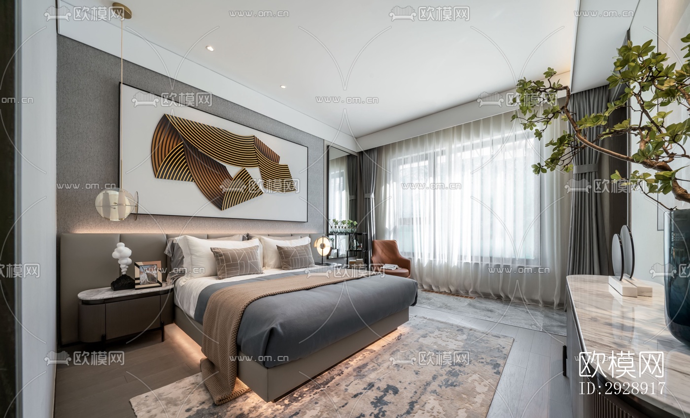 现代平层效果图下载（渲染图5）