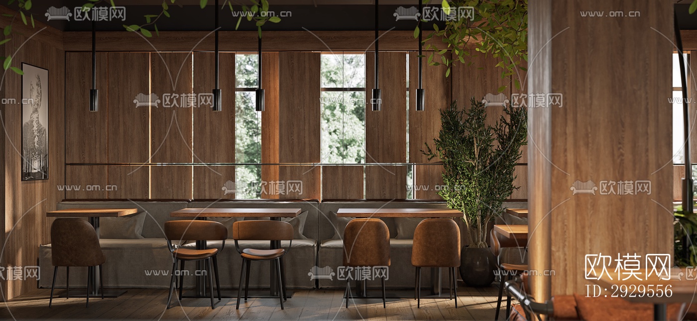 工业风西餐厅效果图下载（渲染图4）