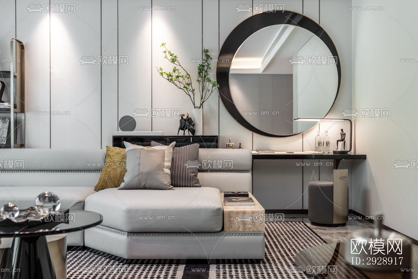 现代平层效果图下载（渲染图9）