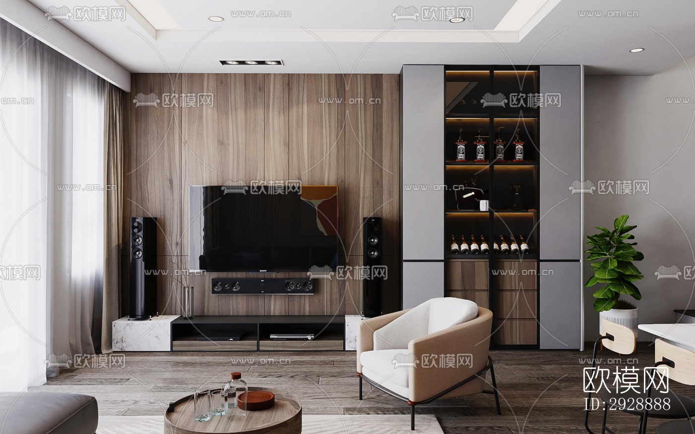 现代平层效果图下载（渲染图1）