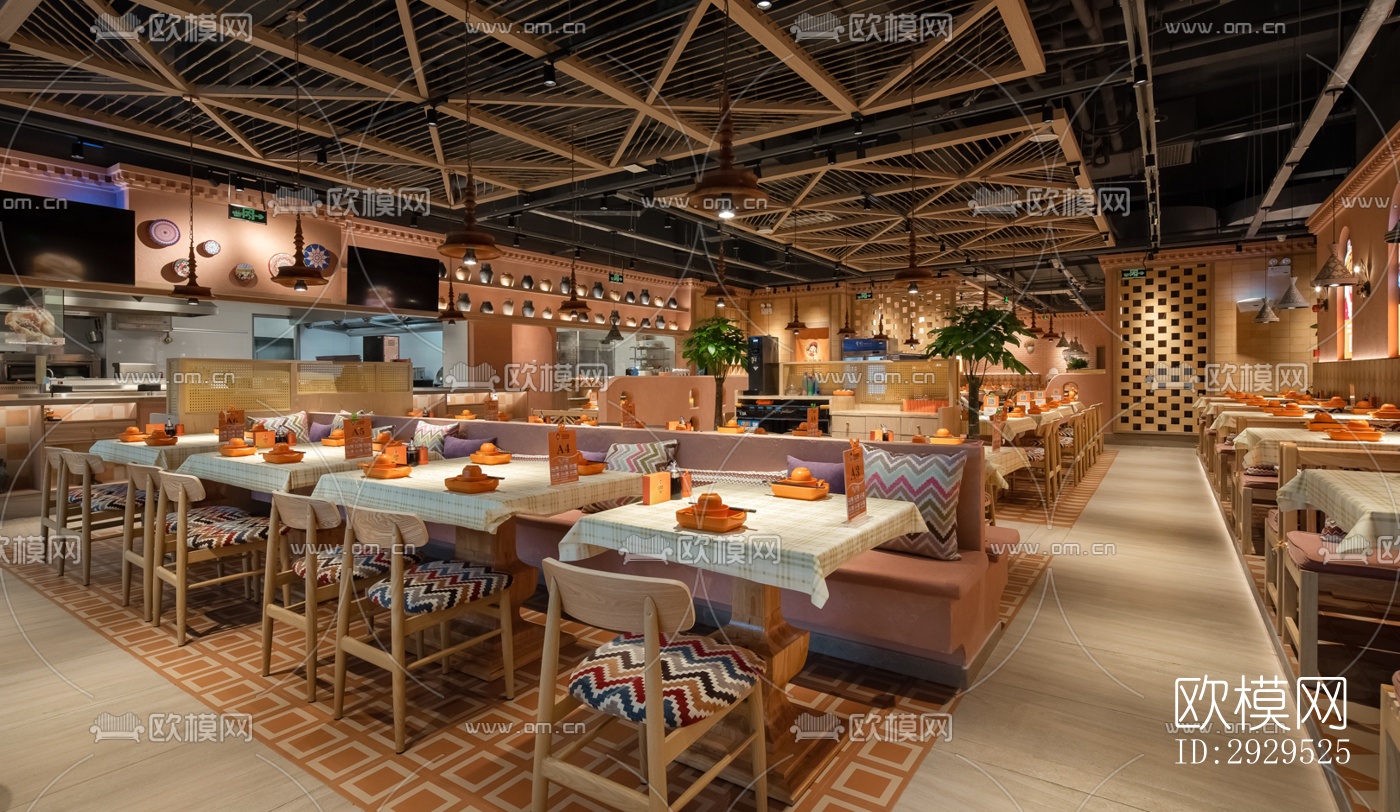 东南亚西餐厅效果图下载（渲染图7）