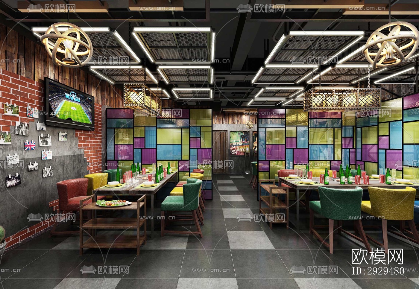 工业风火锅烤肉效果图下载（渲染图8）