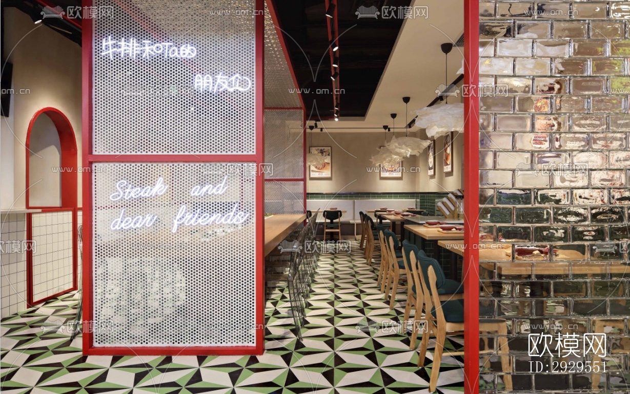 工业风西餐厅效果图下载（渲染图12）