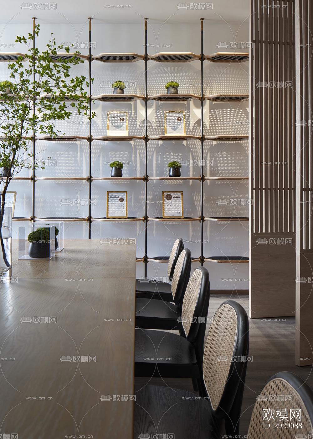 新中式办公区效果图下载（渲染图5）