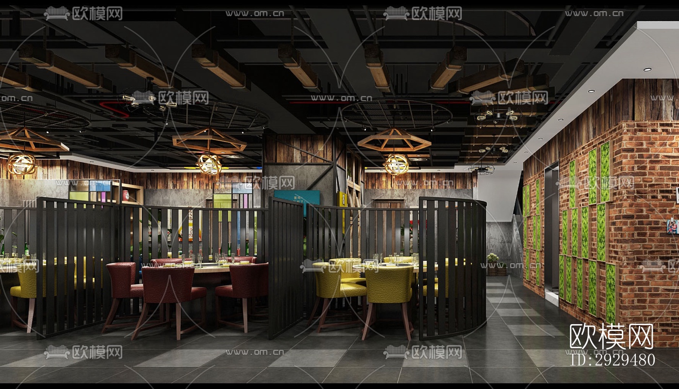 工业风火锅烤肉效果图下载（渲染图6）