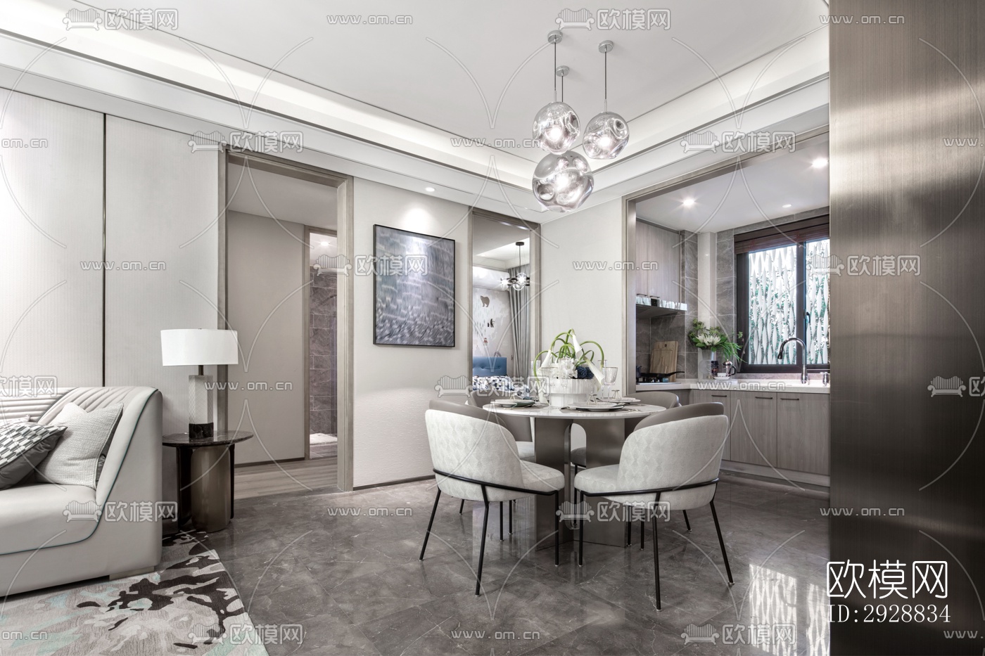 现代平层效果图下载（渲染图3）