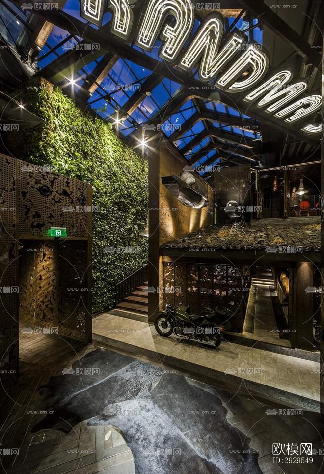 工业风西餐厅效果图下载（渲染图3）