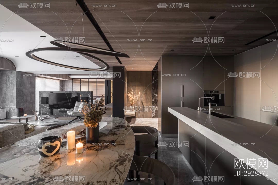 现代平层效果图下载（渲染图2）