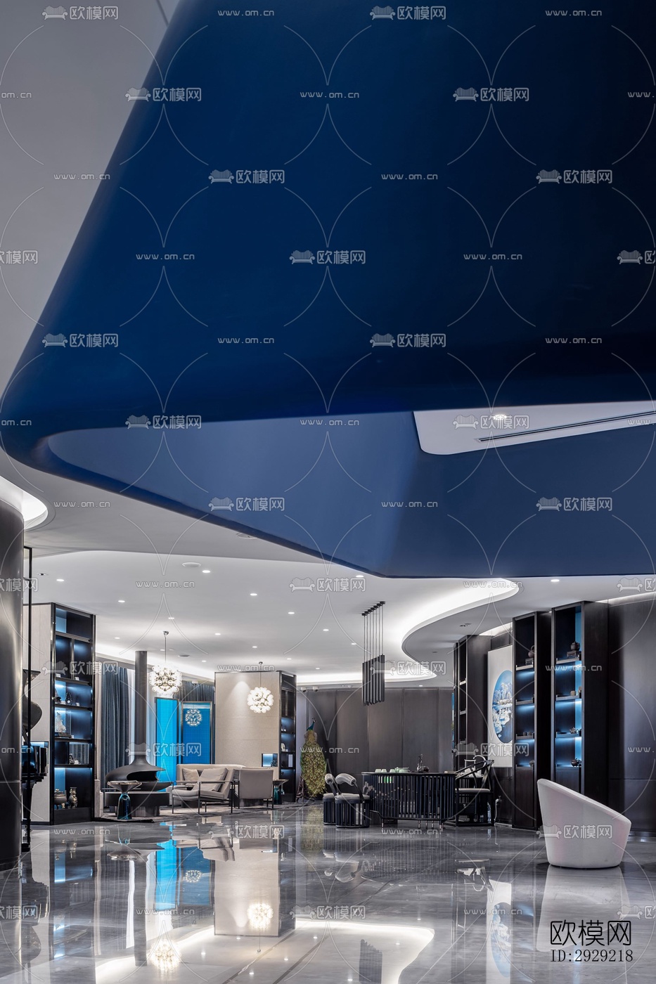 新中式经理室效果图下载（渲染图10）