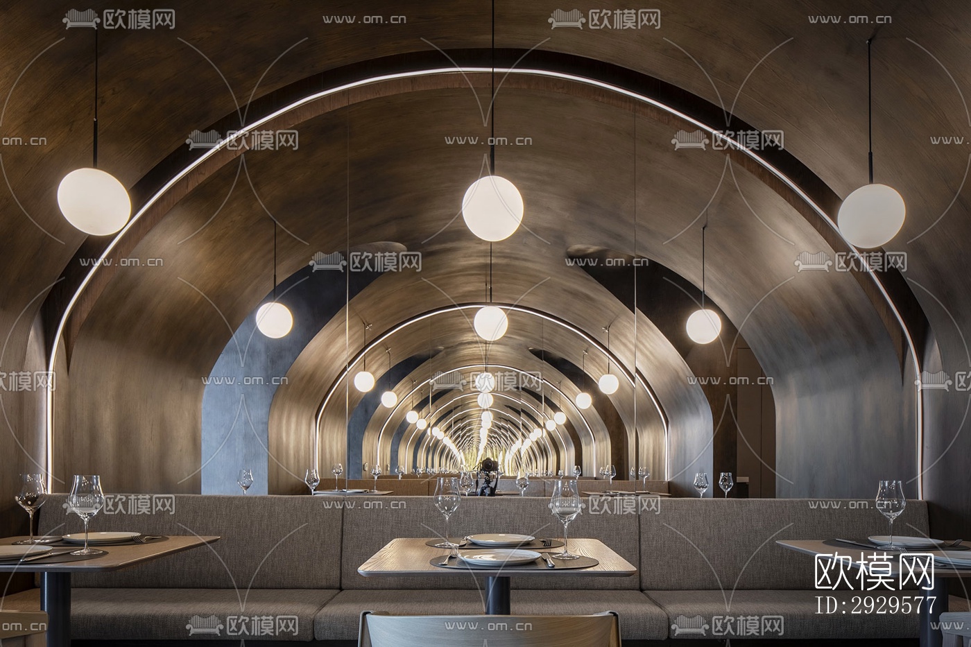 高级灰西餐厅效果图下载（渲染图10）