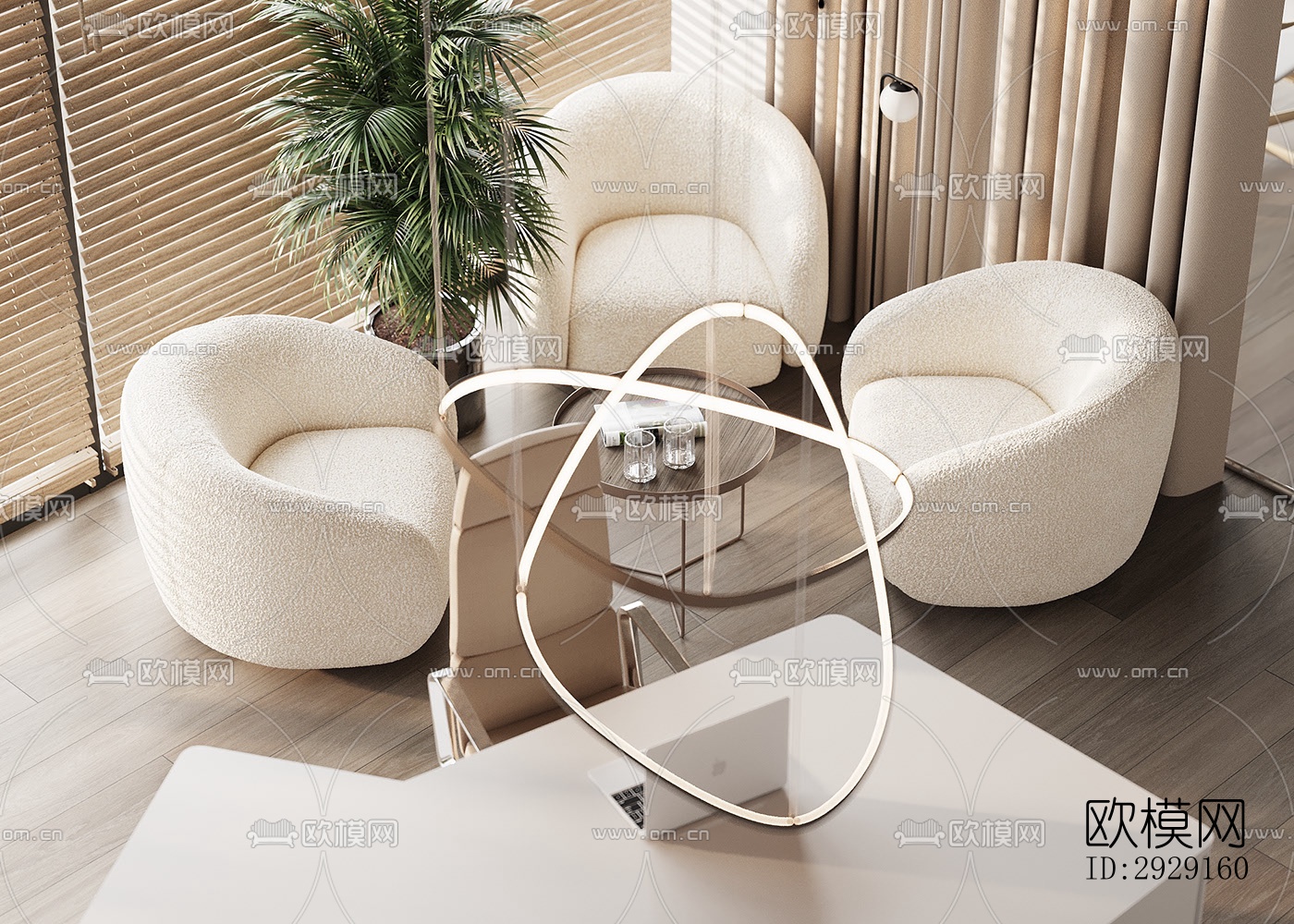 现代办公区效果图下载（渲染图10）