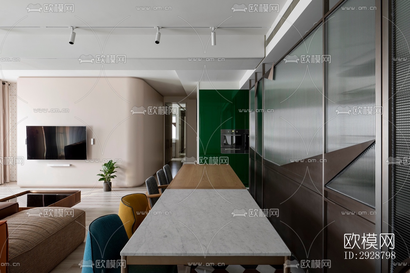 现代平层效果图下载（渲染图13）