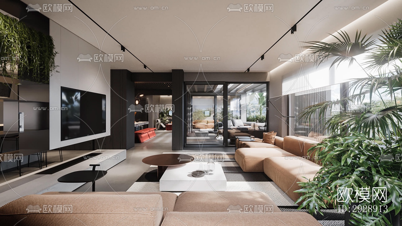 现代平层效果图下载（渲染图17）