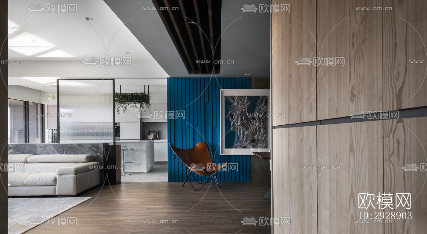 现代平层效果图下载（渲染图1）