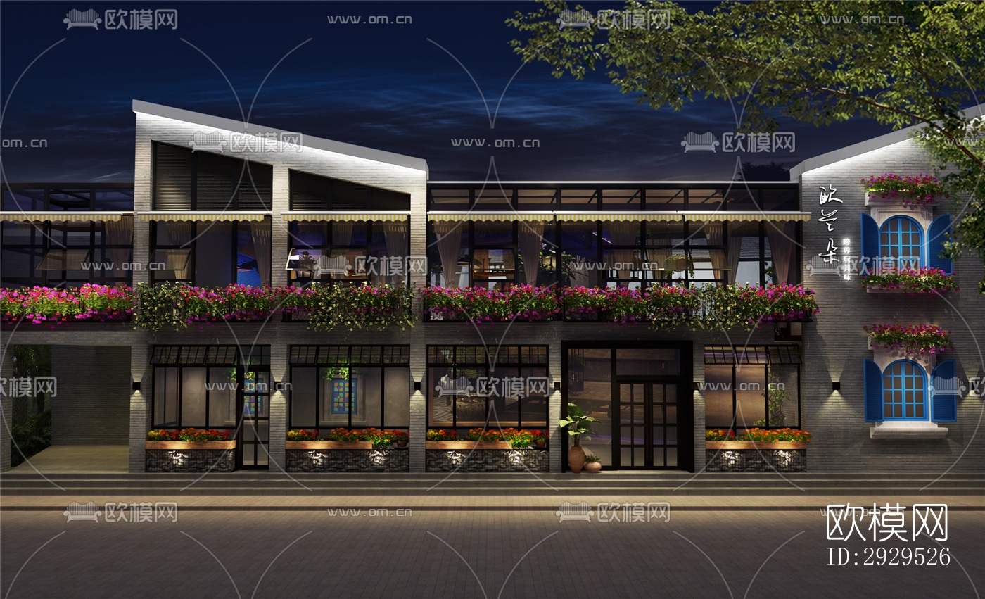 东南亚西餐厅效果图下载（渲染图8）