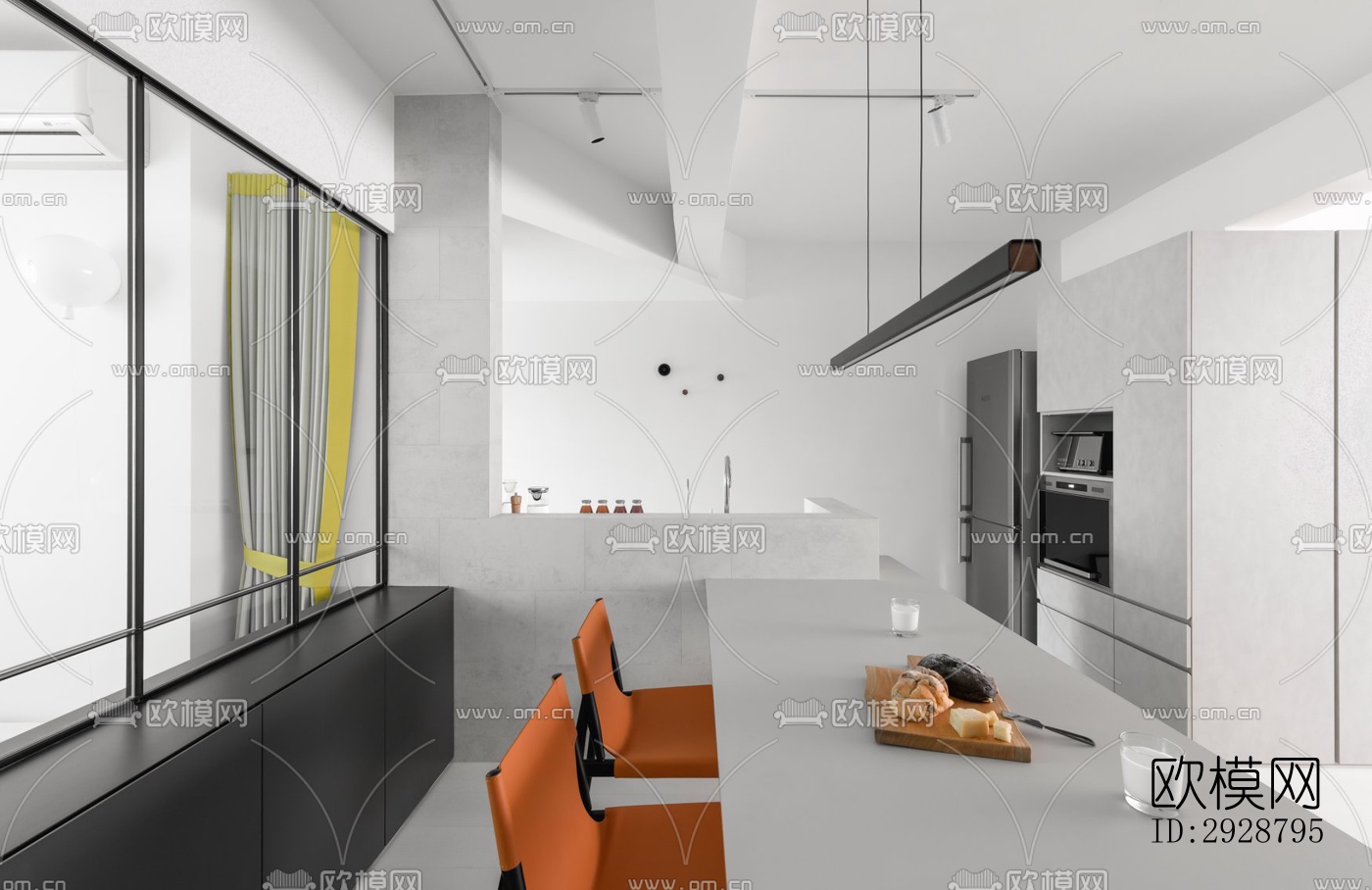 现代平层效果图下载（渲染图4）