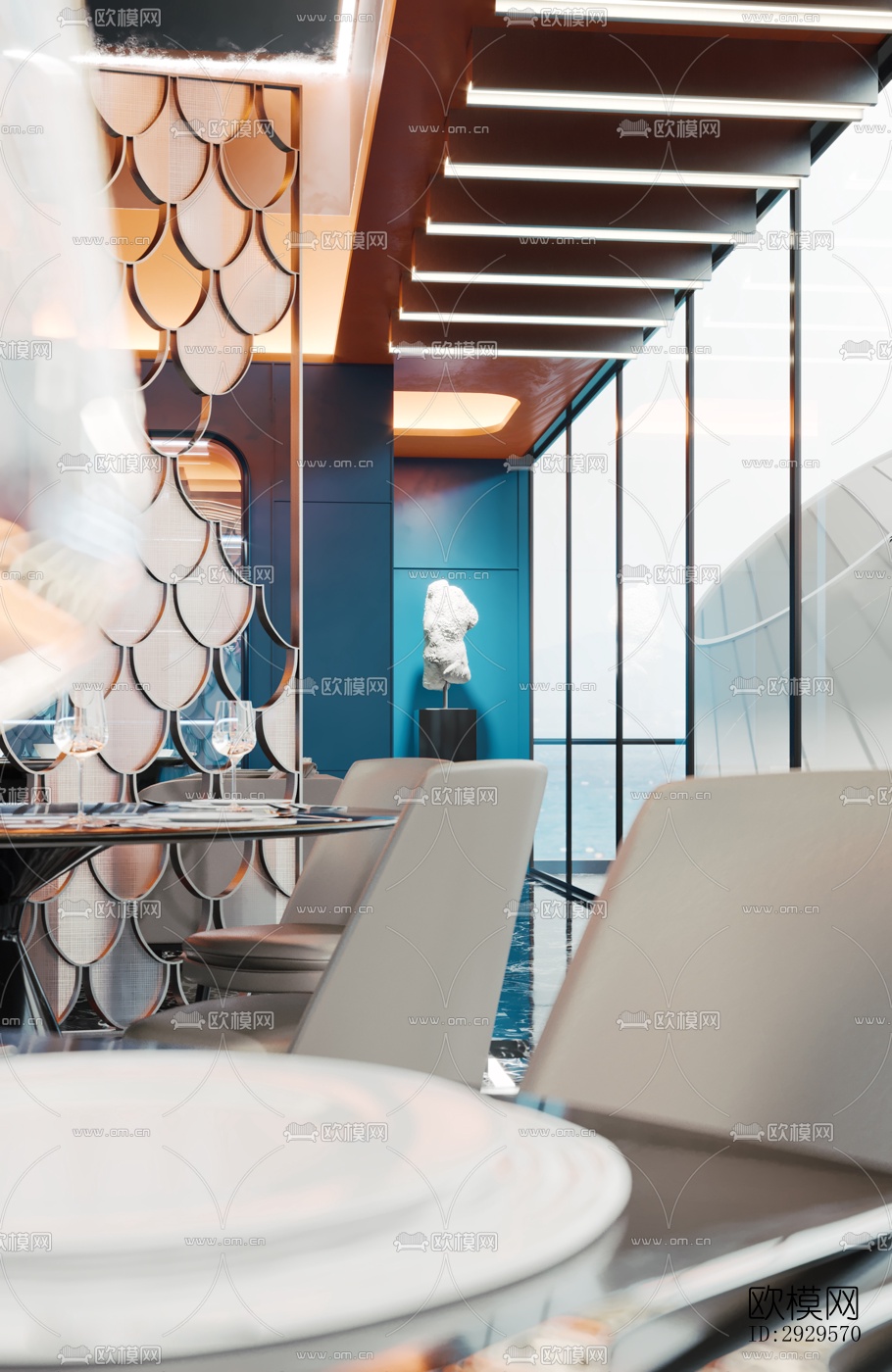 现代西餐厅效果图下载（渲染图18）