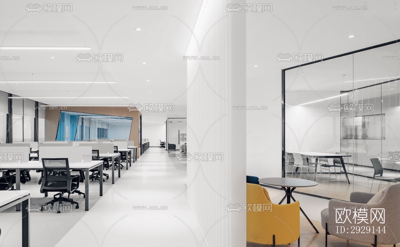 现代办公区效果图下载（渲染图12）
