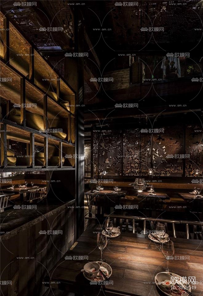 工业风西餐厅效果图下载（渲染图4）