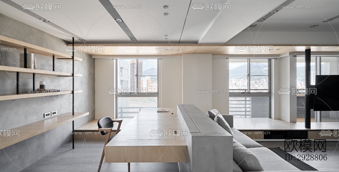 现代平层效果图下载（渲染图8）