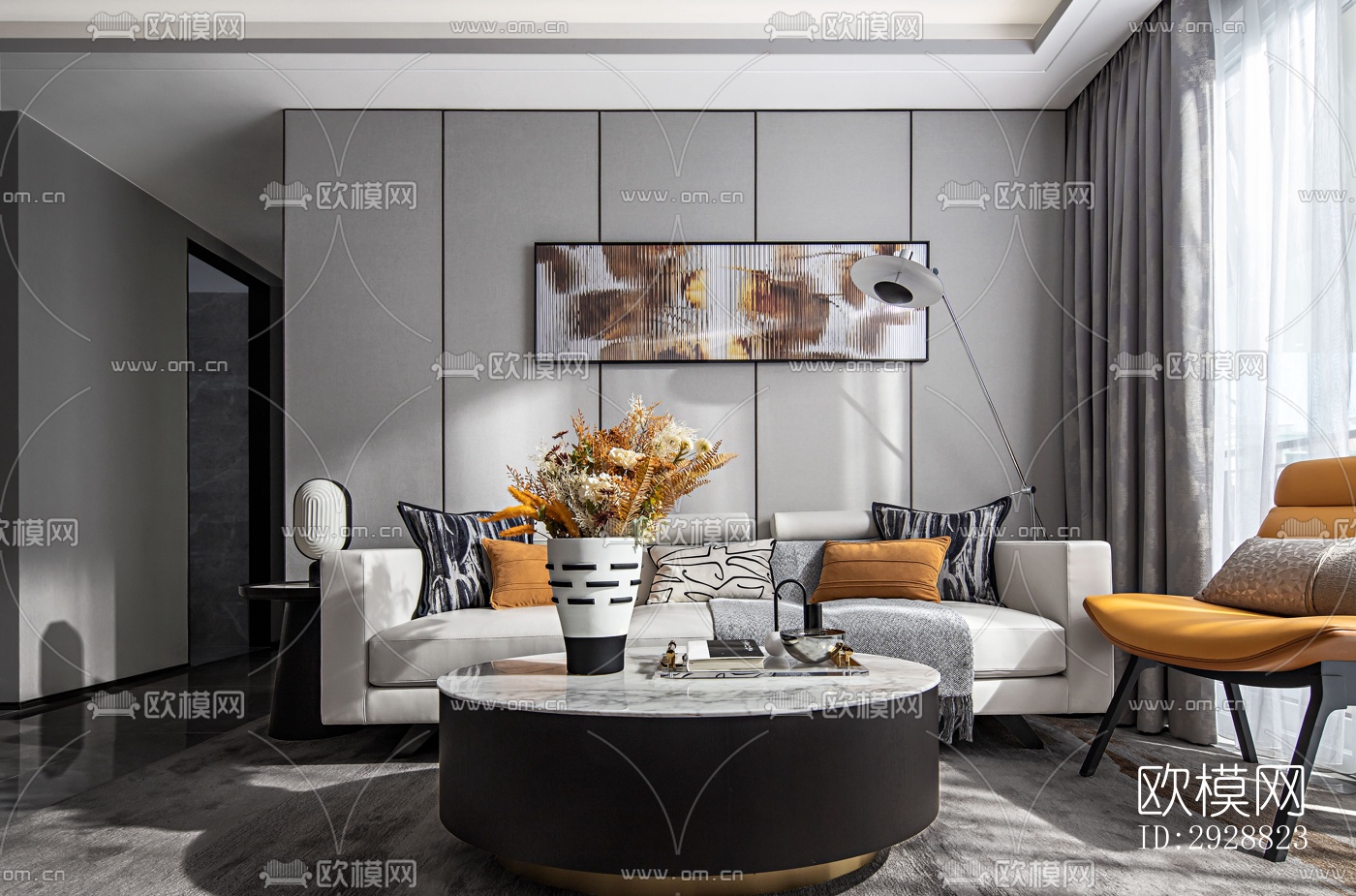 现代平层效果图下载（渲染图3）