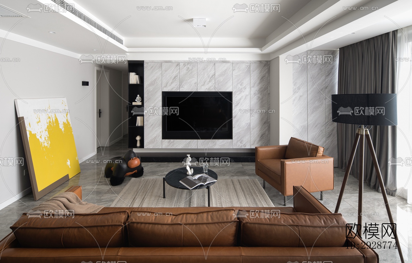 现代平层效果图下载（渲染图12）