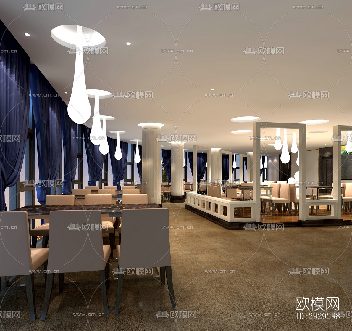 现代中餐厅效果图下载（渲染图2）
