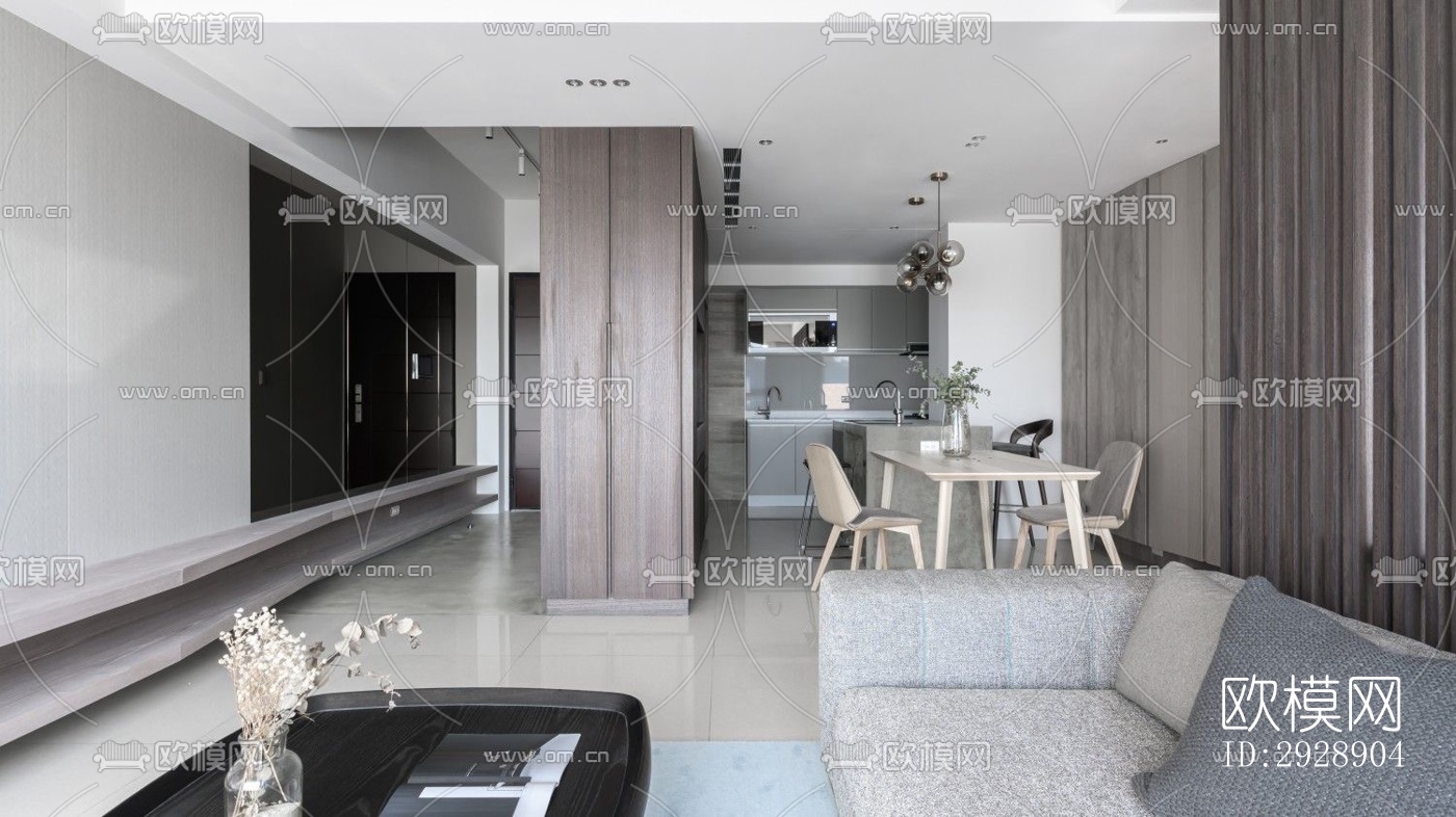 现代平层效果图下载（渲染图5）