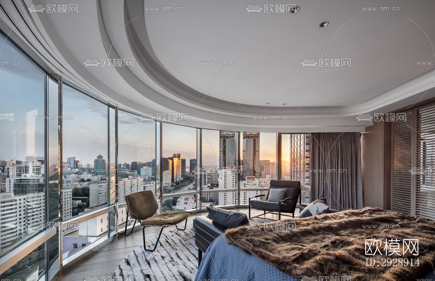 现代平层效果图下载（渲染图13）