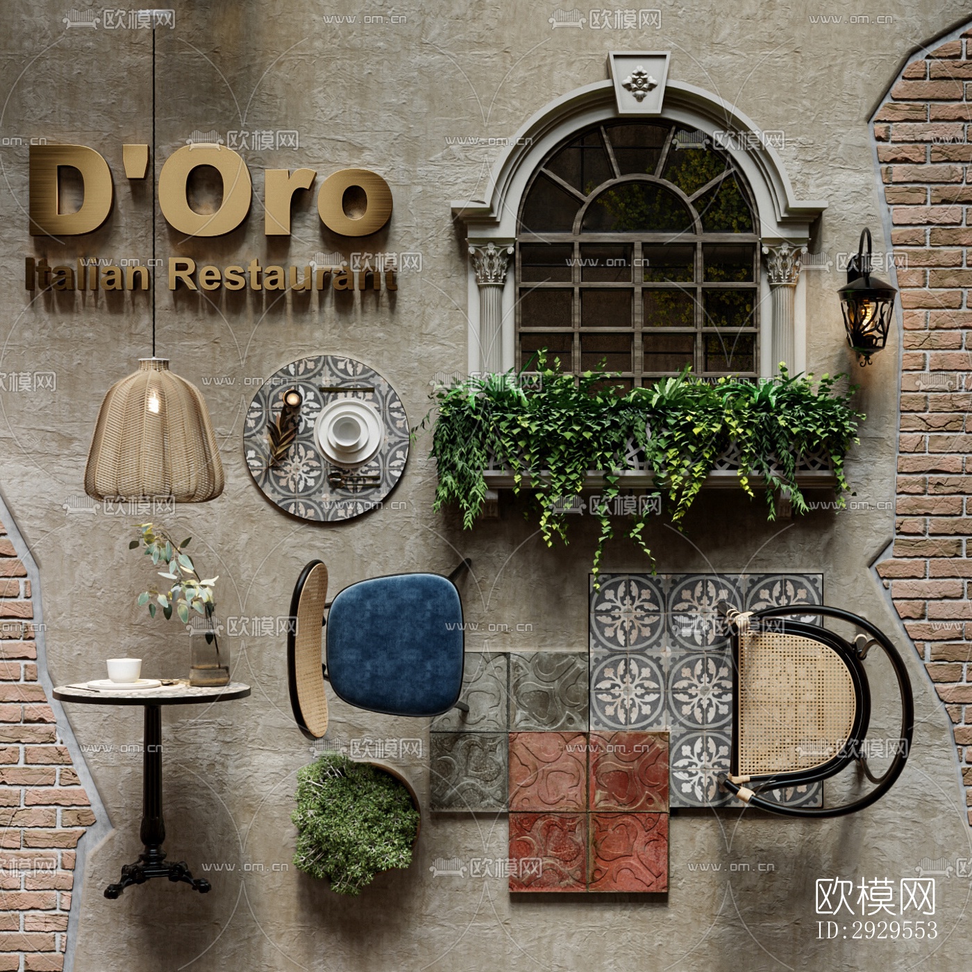 工业风西餐厅效果图下载（渲染图9）