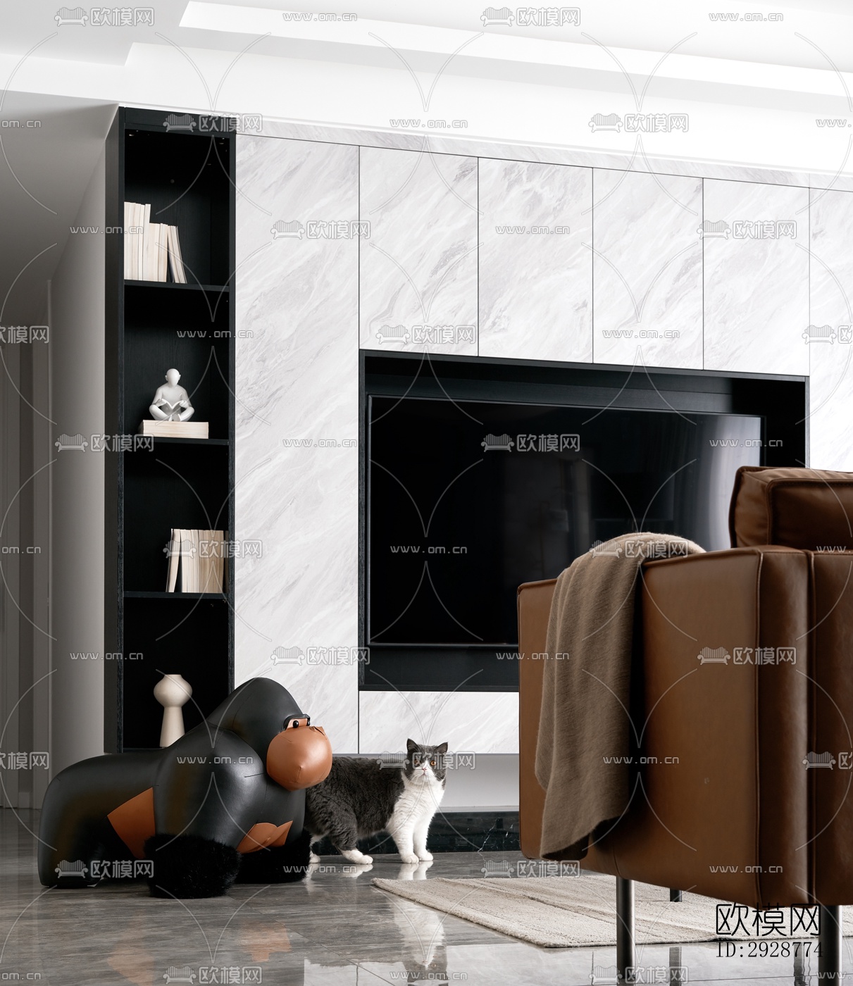 现代平层效果图下载（渲染图13）