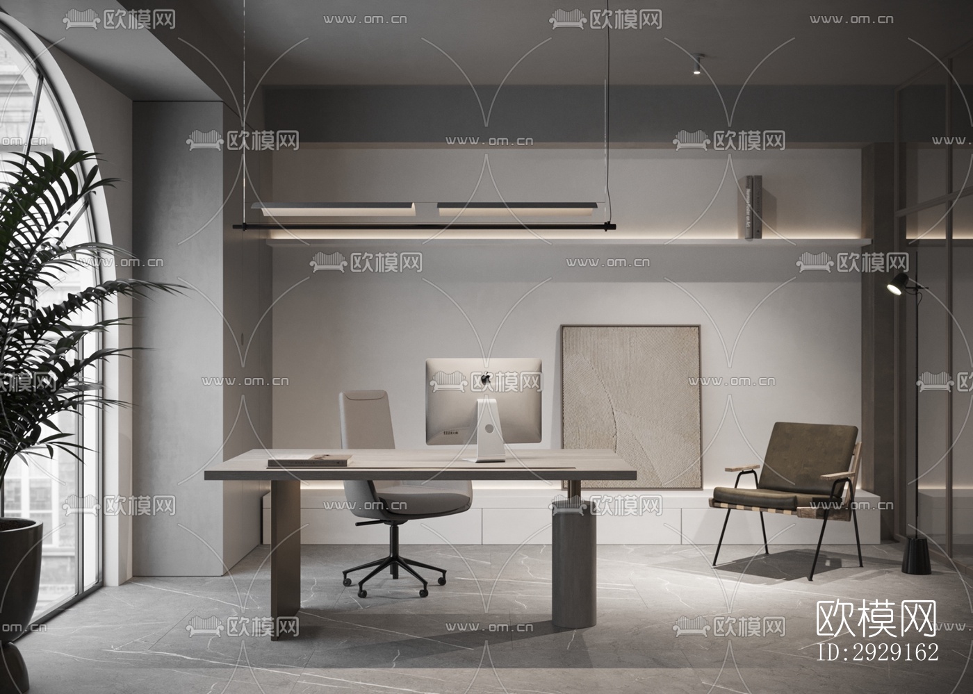 现代办公区效果图下载（渲染图6）