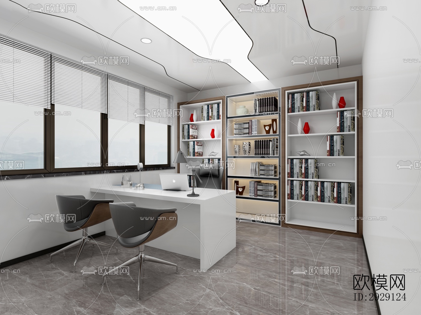 现代办公区效果图下载（渲染图3）