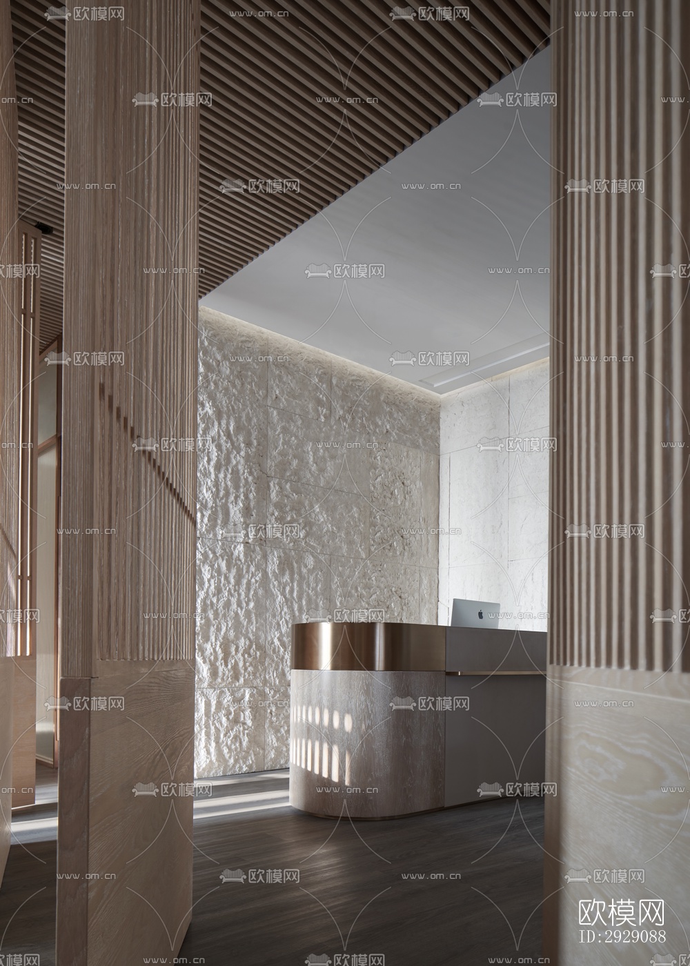 新中式办公区效果图下载（渲染图3）