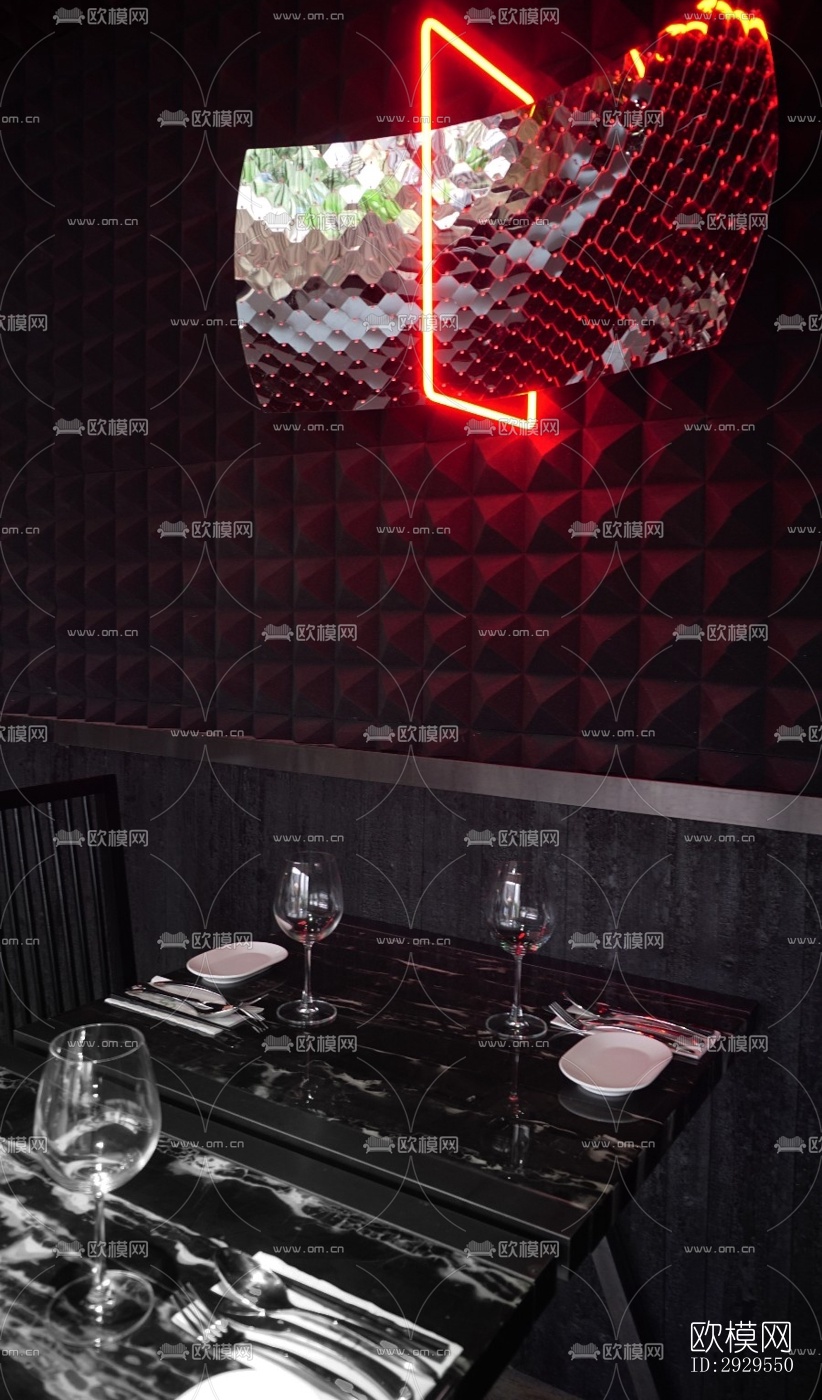 工业风西餐厅效果图下载（渲染图6）