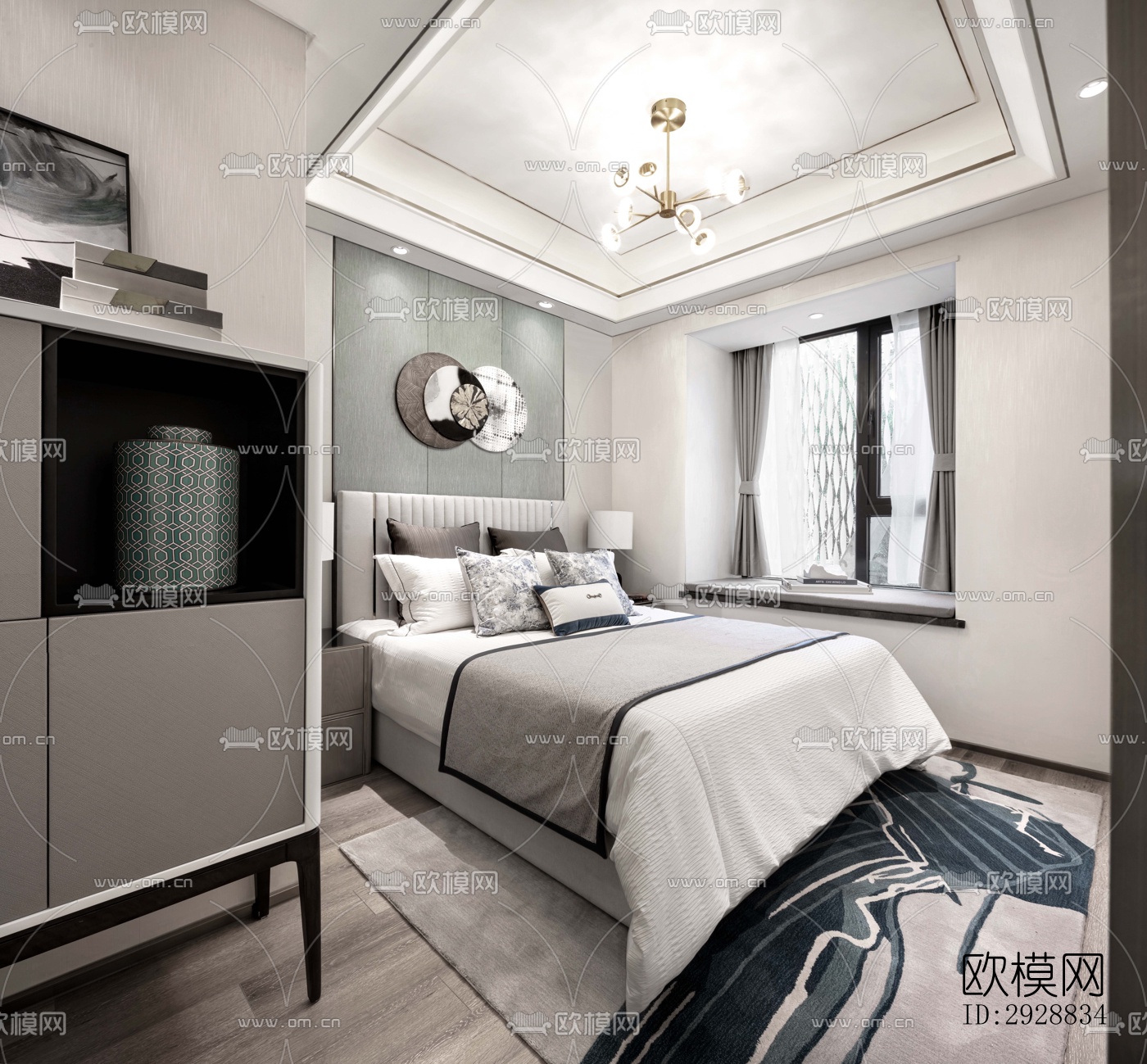 现代平层效果图下载（渲染图7）