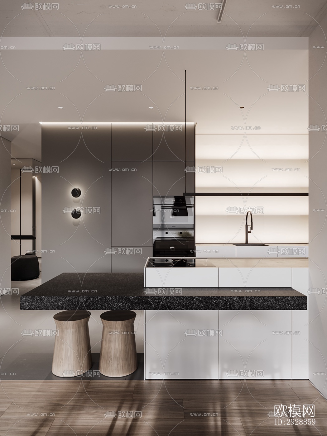 现代平层效果图下载（渲染图12）