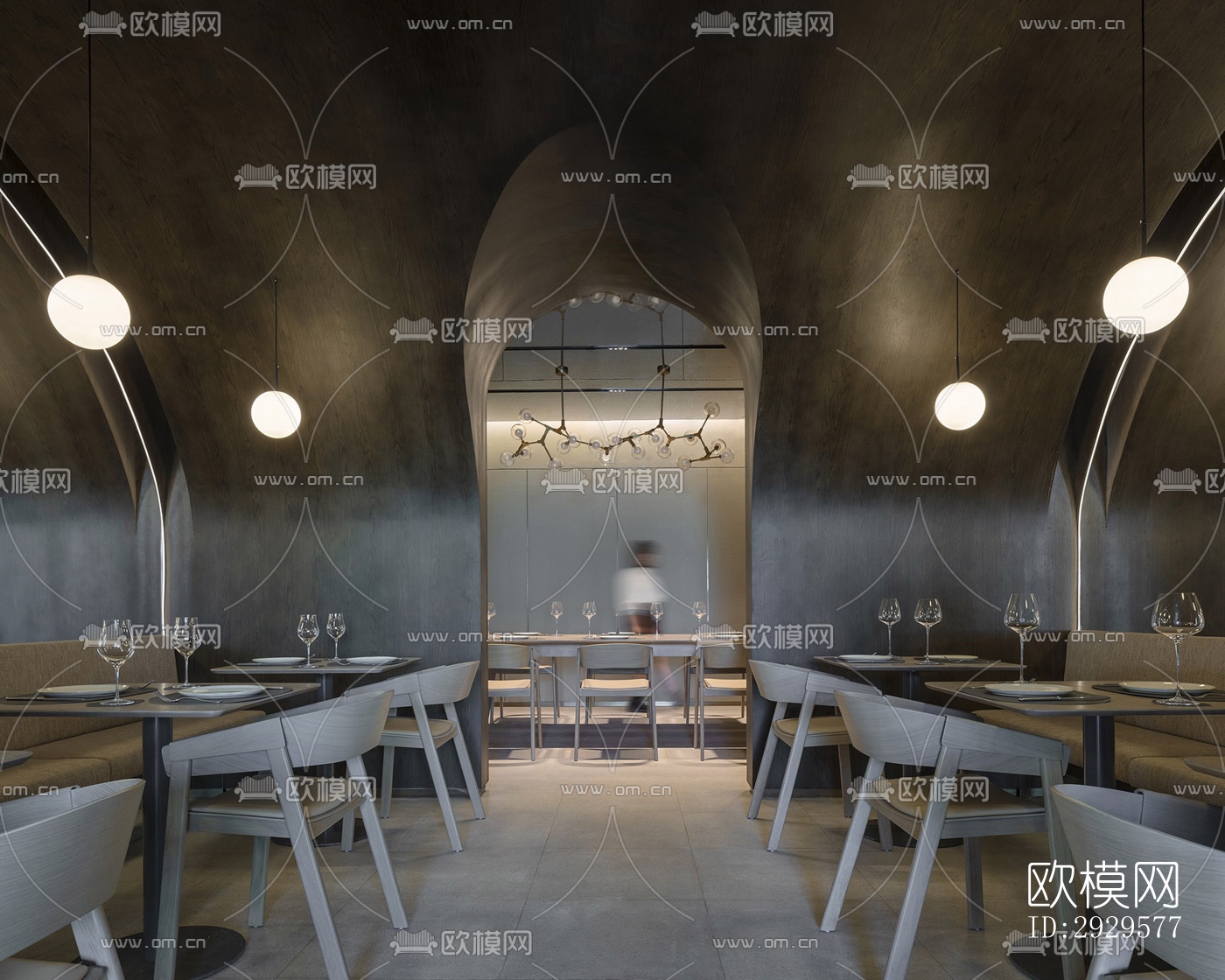 高级灰西餐厅效果图下载（渲染图11）
