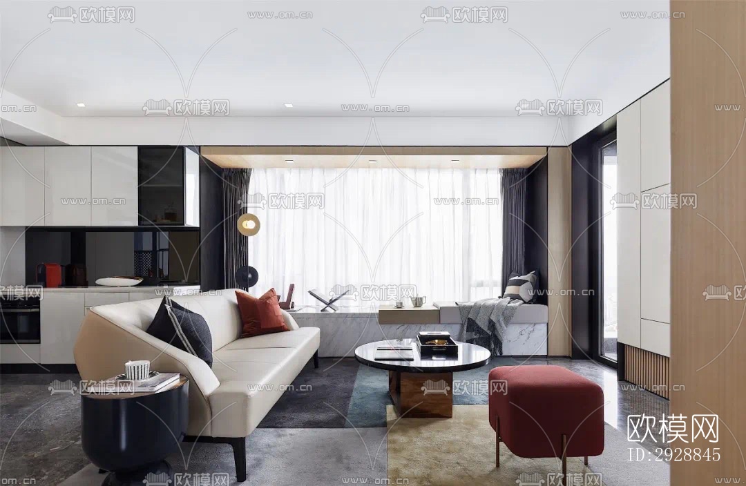 现代平层效果图下载（渲染图13）