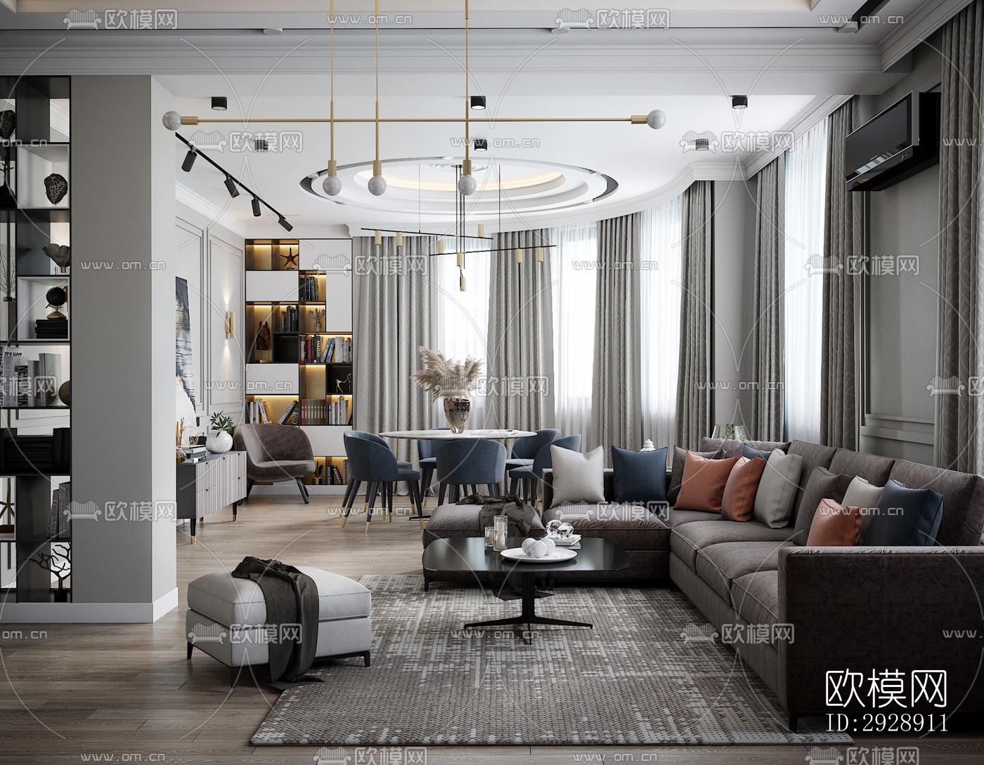 现代平层效果图下载（渲染图12）